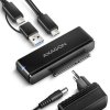 AXAGON ADSA-FPX Adapter USB-C 10Gbps SATA 6G 2.5 cali/3.5 cali SSD/HDD FASTPORT X, w tym zasilacz, 60cm USB-C/USB-A kabel